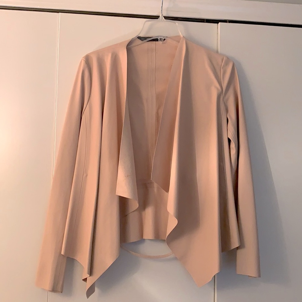 Zara faux leather drape jacket